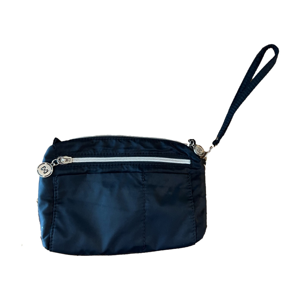 Coco + Carmen Black Nylon The Little Stash Bag Wristlet Wallet Clutch Multi Pock
